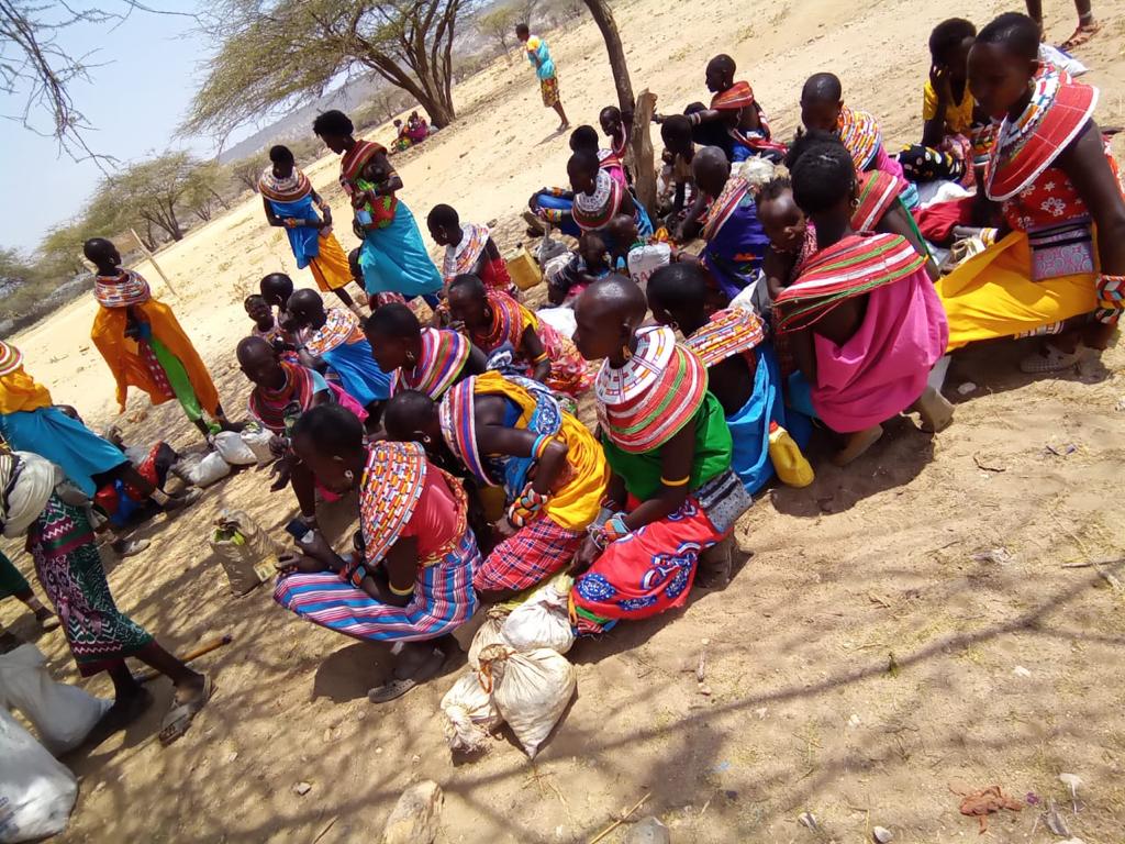 Community members at collection point