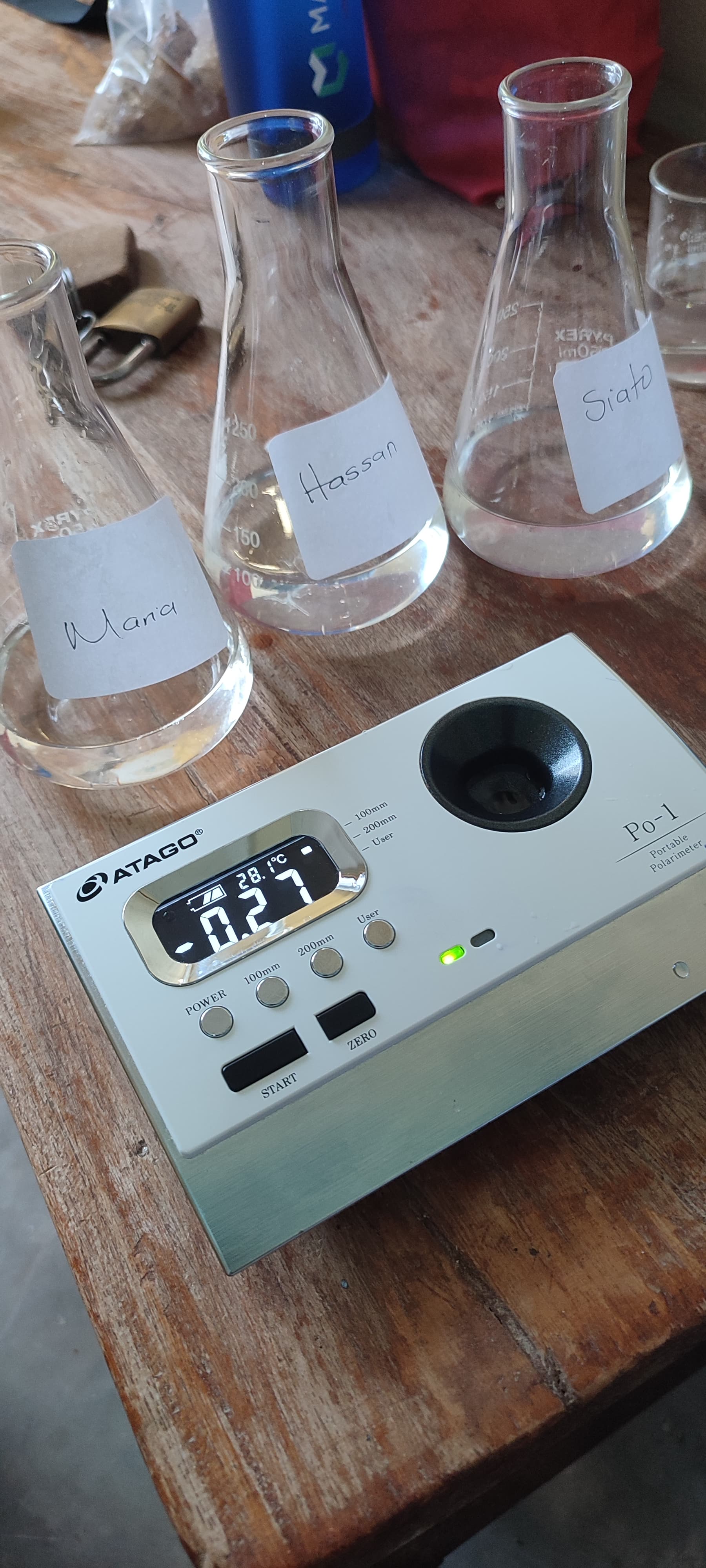 Laboratory analysis of Gum Arabic using polarimeter for specific rotation testing